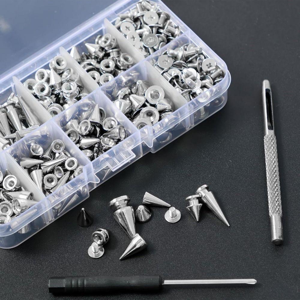 359Pcs Wear-resistant DIY Punk Rivet 8 Sizes Clothing Studs Cone Spikes Kit Leather Accessories