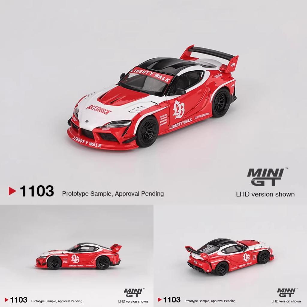 В наличии MINIGT 1103 1:64 LBWK LB WORKS Toyota GR Supra Красный Белый Коллекция Игрушки Металлическая Модель Автомобиля