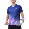 Li Ning Sports Удобная Тренировочная Фитнес Лого Футболка с Коротким Рукавом для Бадминтона Мужская Топы Темно-Темно-Синий AAYT537-1