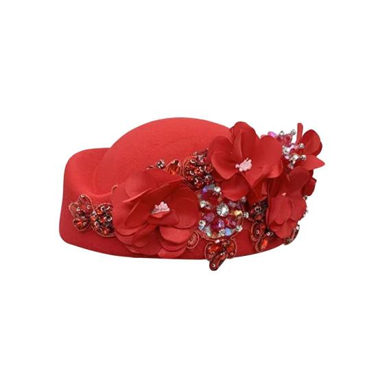 Tea Party Hat for Women Girls Fabric Flower Fascinators Hat Vintage Cocktail Party Pillbox Hat Role Play Bowler Party Accessory