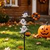 Durable Iron Garden Stakes Halloween Ghost Ground Stake with String Light, Lighted Metal Yard Art Sculpture for Photography Props Lawn Path