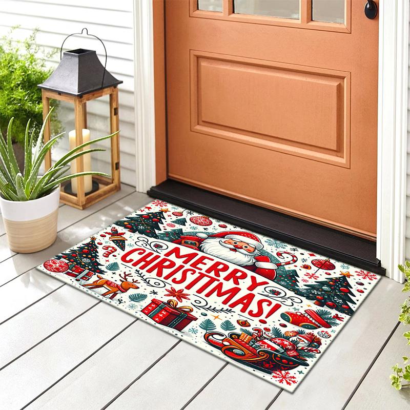 Merry Christmas Festive Greetings Carpet Printing Home Decor Protective Pad Doormat Art