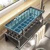 Полка для сушки посуды для кухонной мойки. Полка для слива воды с наклонным поддоном для воды. Компактная полка для посуды. Органайзер для хранения посуды на столешнице.