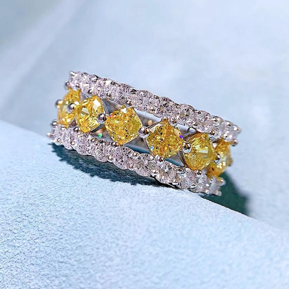 Модное кольцо из белого золота 18 карат, 4*4 мм, с сапфиром, граненый драгоценный камень, обручальное кольцо, подарок на годовщину, ювелирные изделия из стерлингового серебра 925 пробы