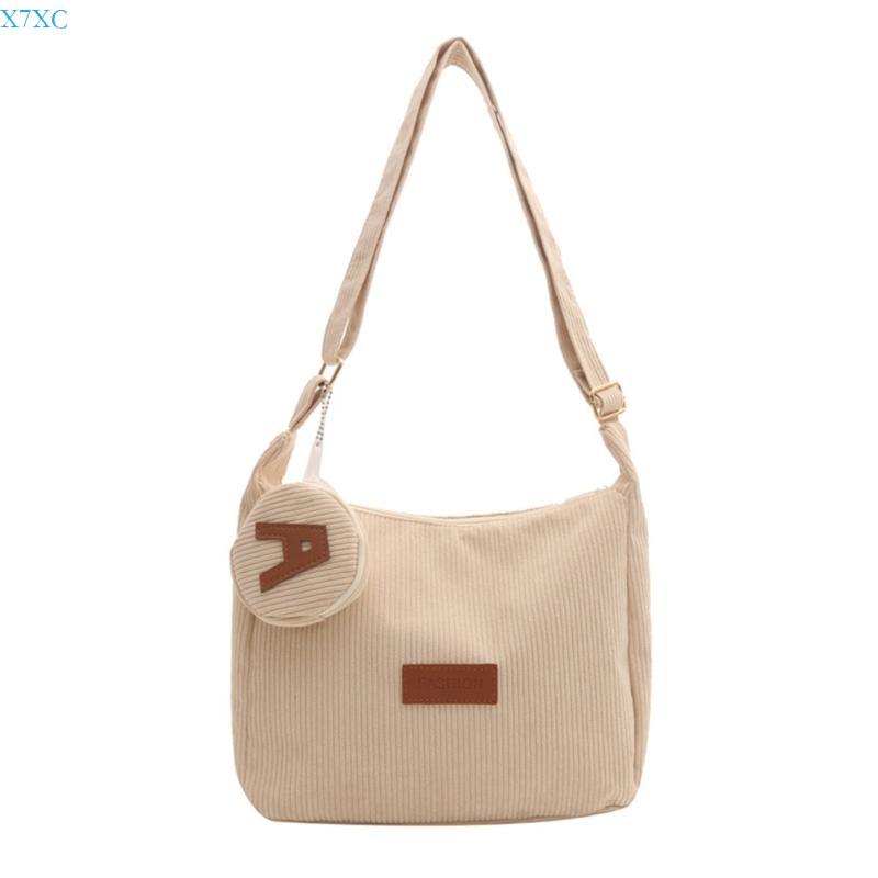 X7XC Bag for Teen Girl Student School Bag Corduroy Crossbody Bag