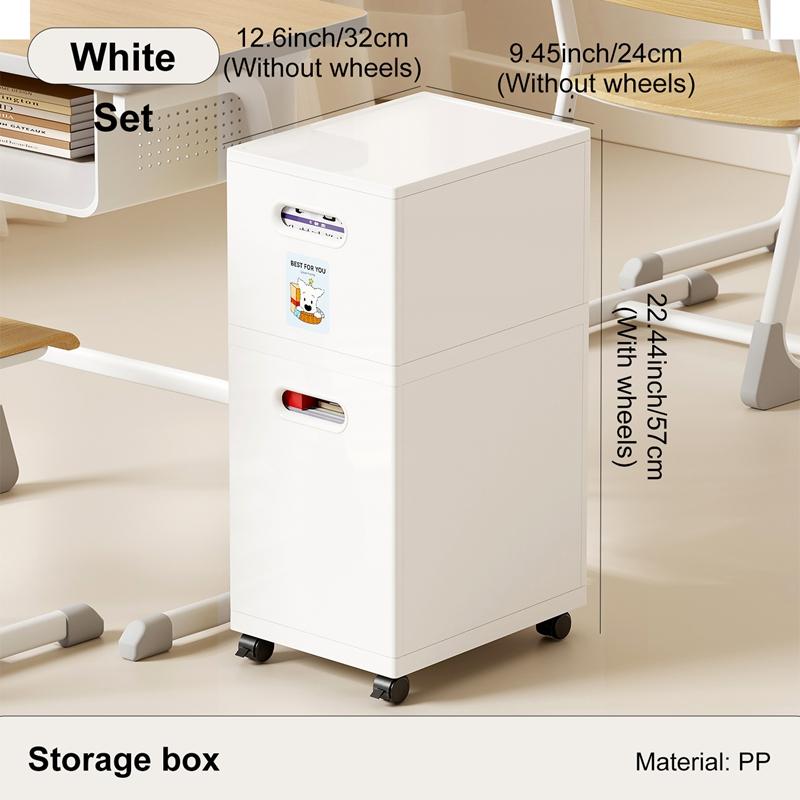 UFORU Stackable Under Desk Storage Box Large Capacity Universal Casters Dual Handles Book Organizer for Student Office Classroom