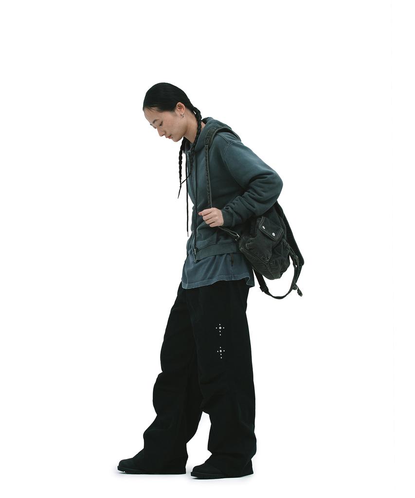 Defgarments Пигментная щетка с капюшоном на молнии [Угольный]