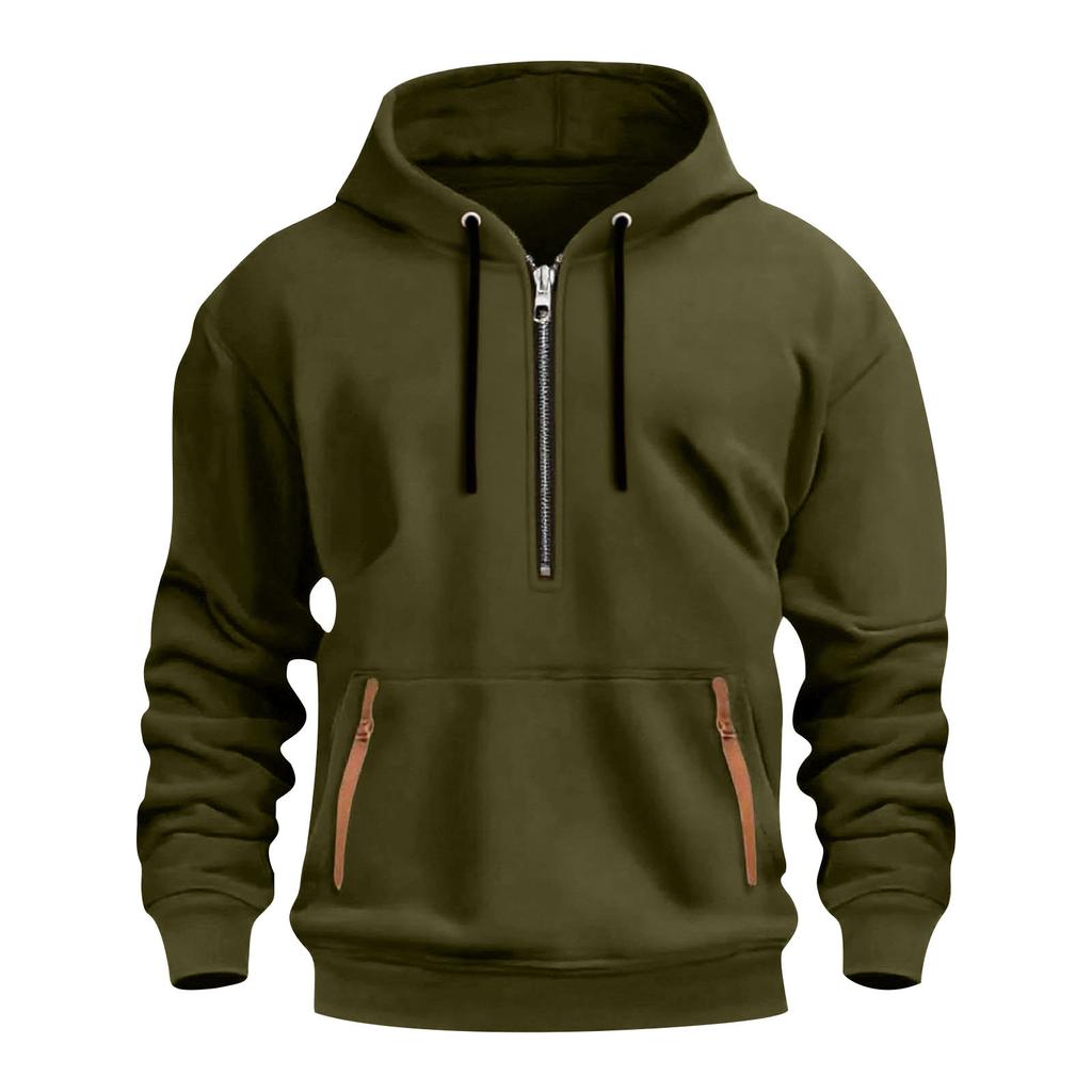 Men's fleece hooded casual long sleeved sweatshirt