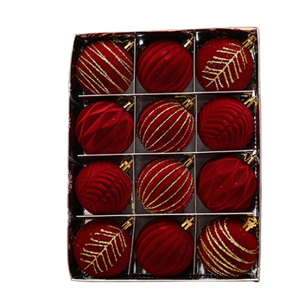 12 шт. праздничных рождественских безделушек, набор бархатных расписных украшений для сезонного украшения елки, праздничного декора