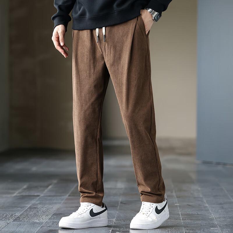 FAPAI Men's Thickened Warm Straight Fit Casual Pants
