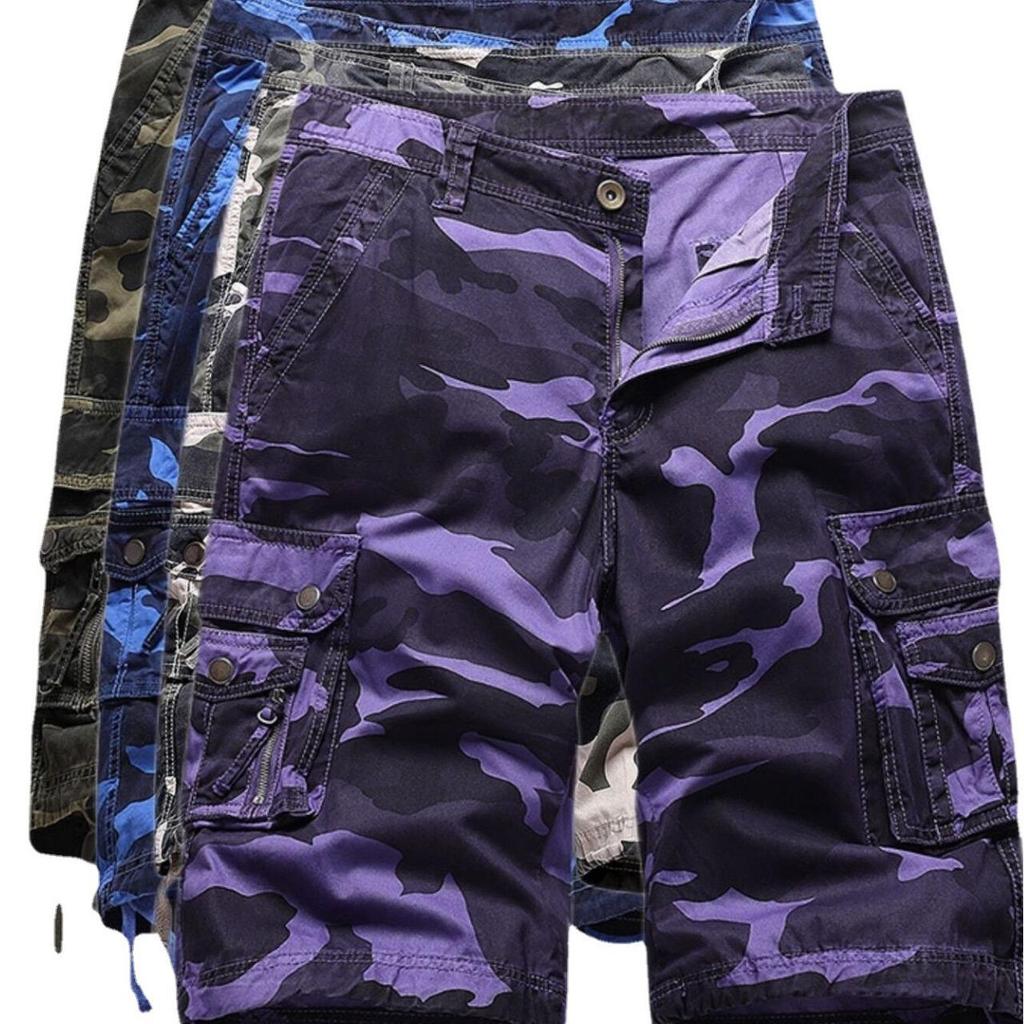 Men's Camouflage Cargo Shorts A083 - Loose Fit, Casual Workwear with Multiple Pockets