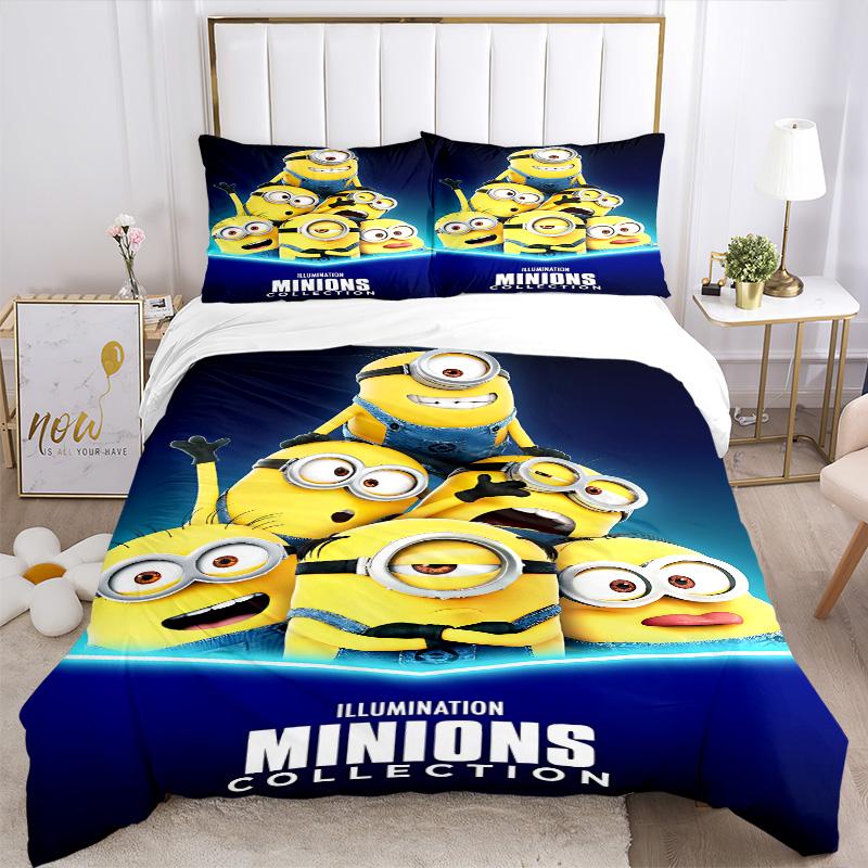 Minions Collection Adventure Print 3Pcs Bedding Setduvet Cover With 2 Bedropillowcase Home Birthday Gift