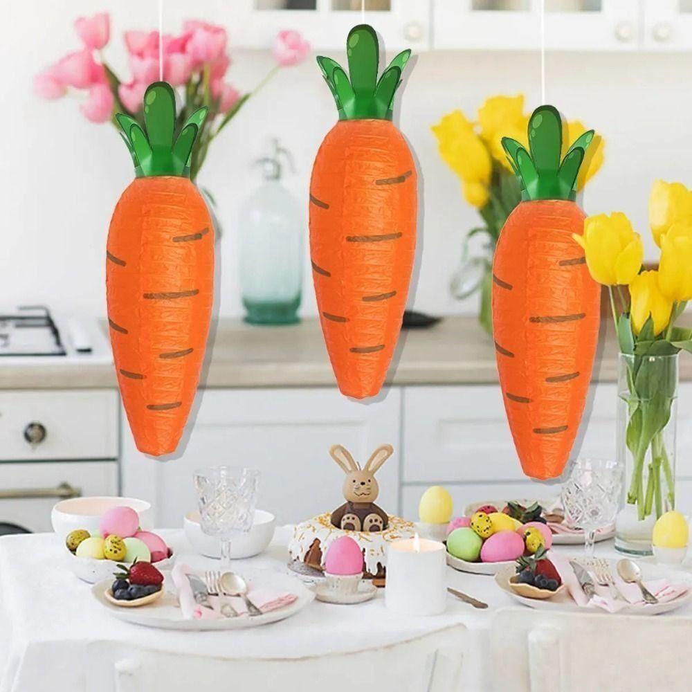 DIY Carrot Paper Lanterns Paper Hanging Lantern New Rabbit Paper Ball Easter Party
