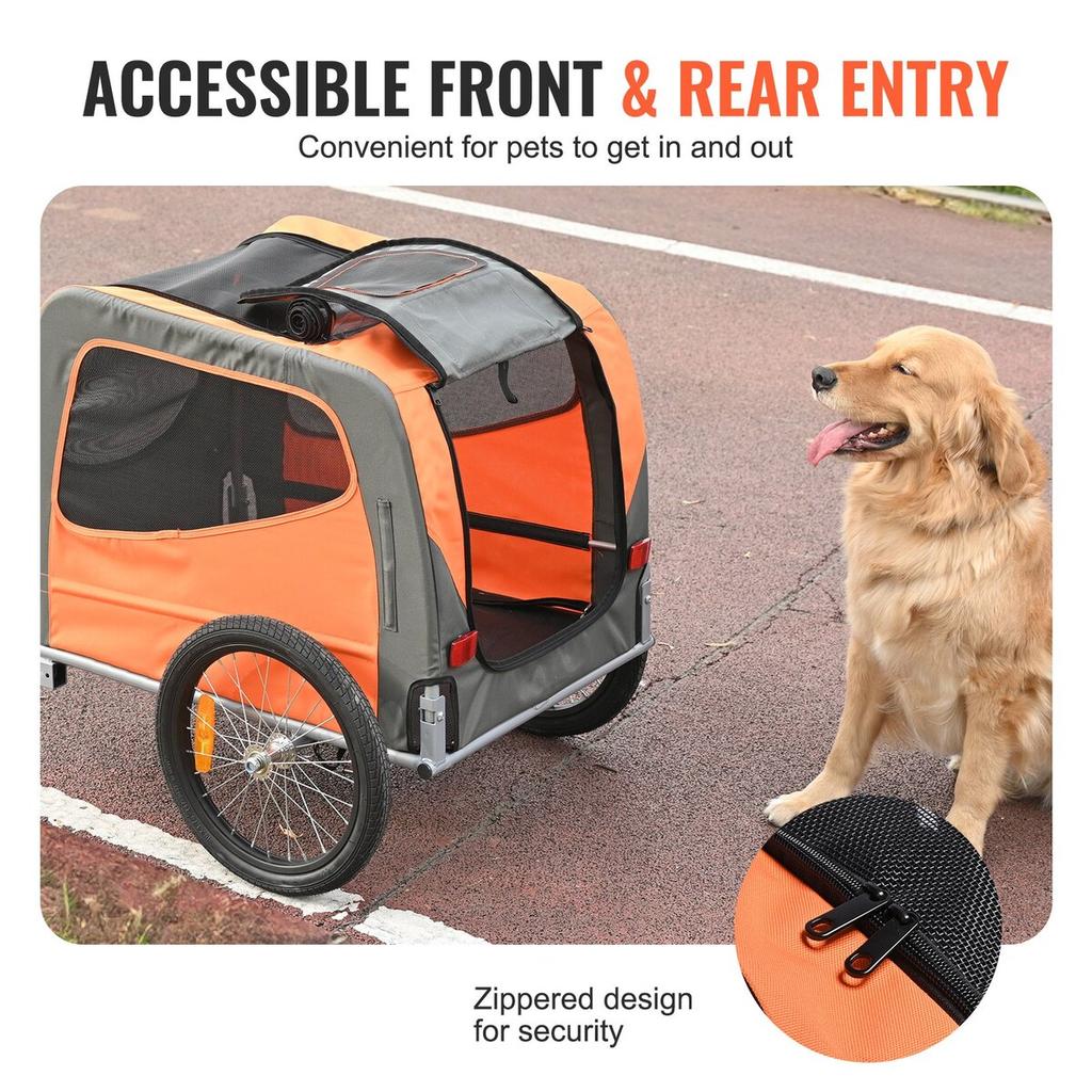 Dog Bike Trailer, Supports up to 66 lbs, Pet Cart Bicycle Carrier, Easy Folding Frame with Quick Release Wheels, Universal Bicycle Coupler,