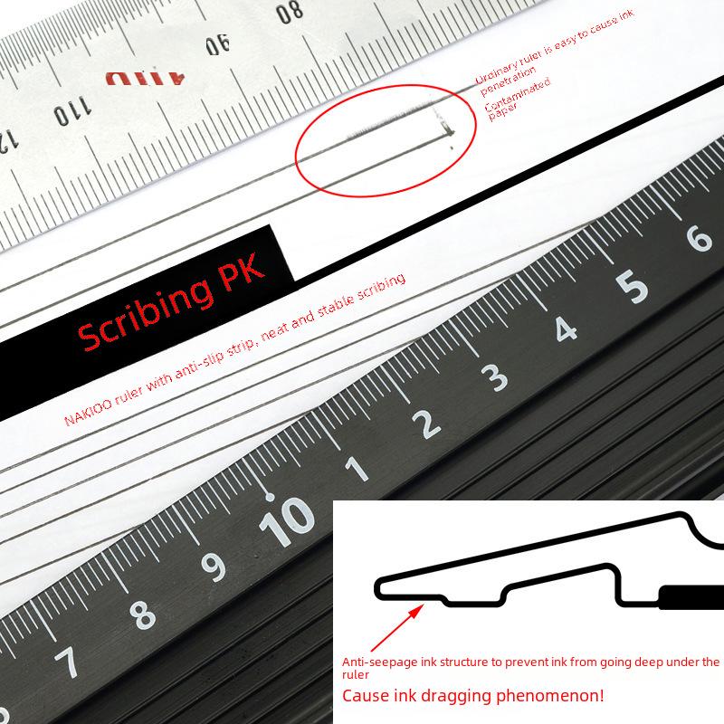 Многофункциональная защитная линейка из алюминиевого сплава - 20 см/30 см/45 см для студентов, рекламы, черчения и резки