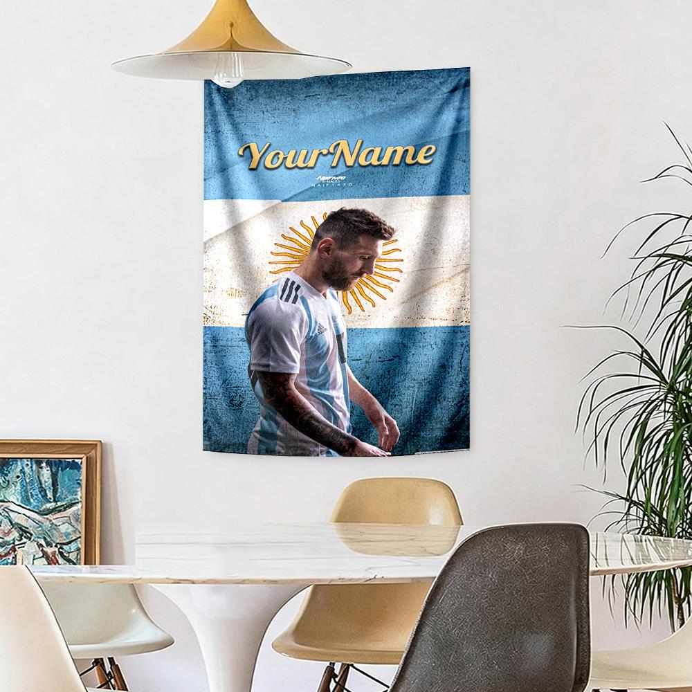Messi Custom Your Name Wall Decor Tapestry Art For Pet Memorial Birthdaywedding Party Backdrop Family Gift