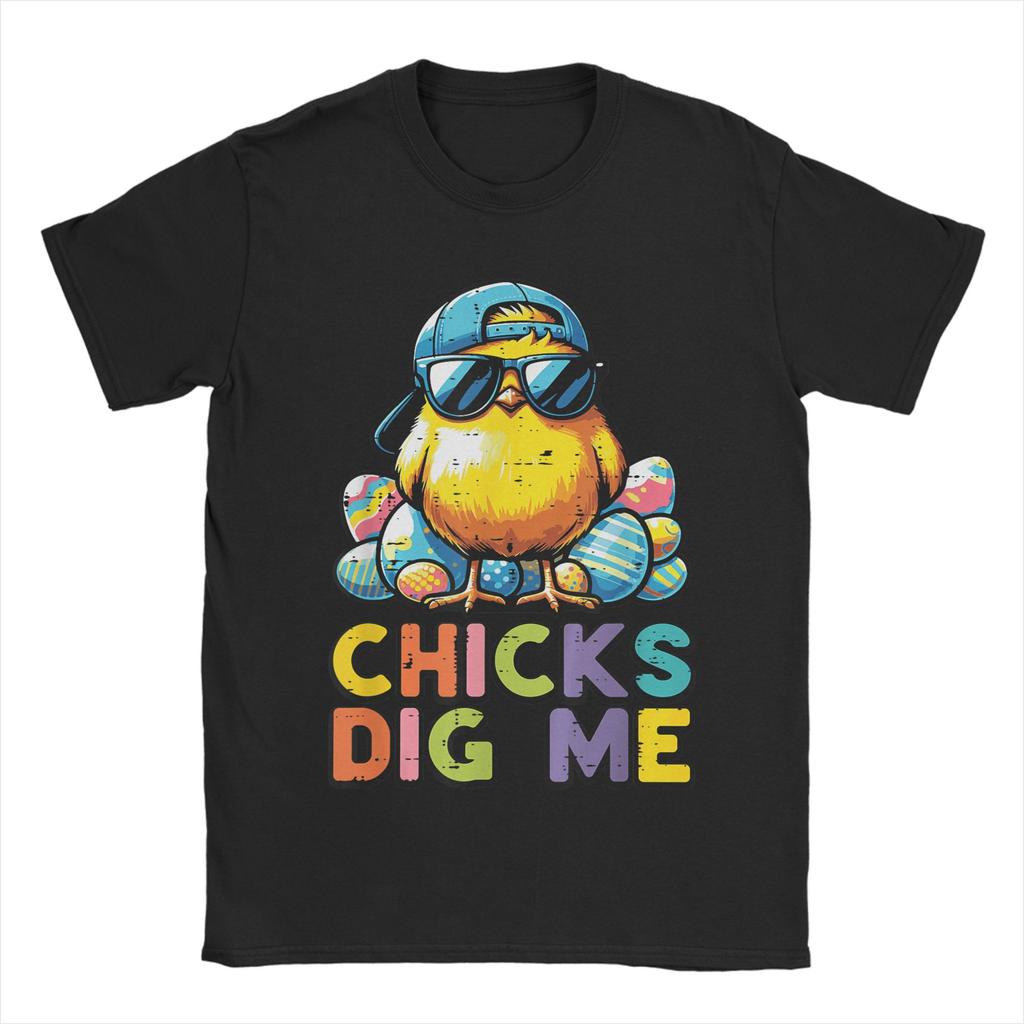 Chicks Dig Me Easter T Shirt Trendy Cool TShirts Short Sleeve Vintage Tshirt Beach 100 Cotton Round Neck Plus Size 5XL Tees