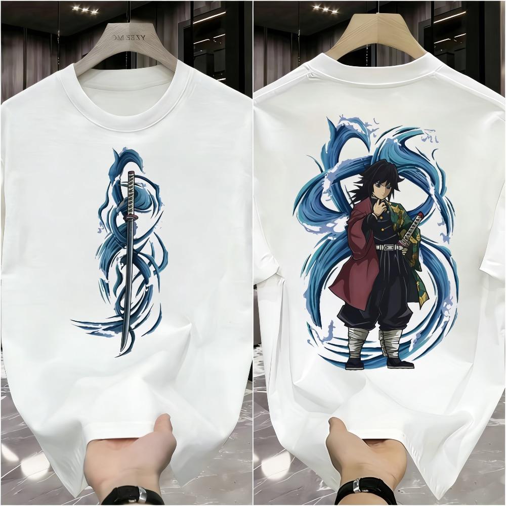 Plus Size Demon Slayer Anime Printed Unisex Women Tshirt Summer Casual Parent Child Top Fashion Street Wear Y2K Harajuku Style