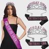 Crystal Letter Crown Birthday Girl Headband Set