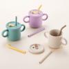 Lock&Lock Little Rub Silicone Straw Cup for Infants 200ml + 2 Types of Dedicated Straws, Lavender (cup/cross Straw), Yellow (broken Straw), 1 Set