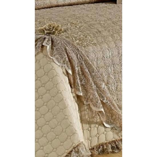 Приданое Покрывало ( Набор из 4 предметов ) Высокое качество Goncagül с французским кружевом и стежкой