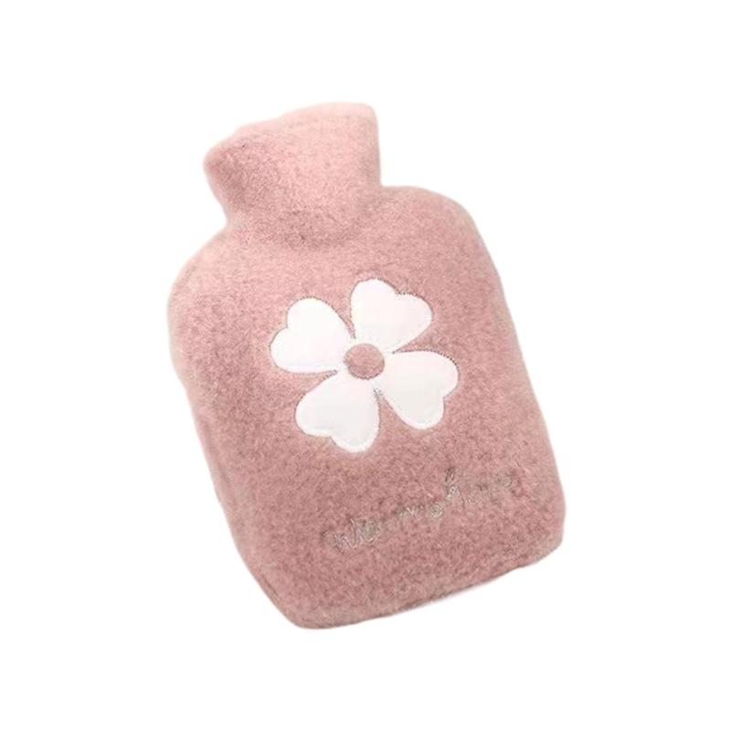 Бутылка для горячей воды с мягким чехлом и узором в виде клевера, симпатичная теплая сумка для воды, сохраняющая тепло зимой, портативная грелка для рук