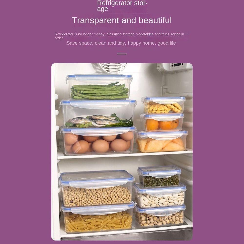 1/4PCS Sealed Rectangular Trasparent Crisper with Lid Microwave-heated Lunch Boxes