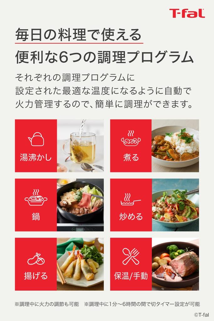 Tefal Настольная плита IH Настольная плита IH 1400 Вт Сенсорная панель 6 программ приготовления Плоская плита IH Legal IH Плита IH Нагреватель для приготовления пищи IH IH2025JP "Полностью красный"