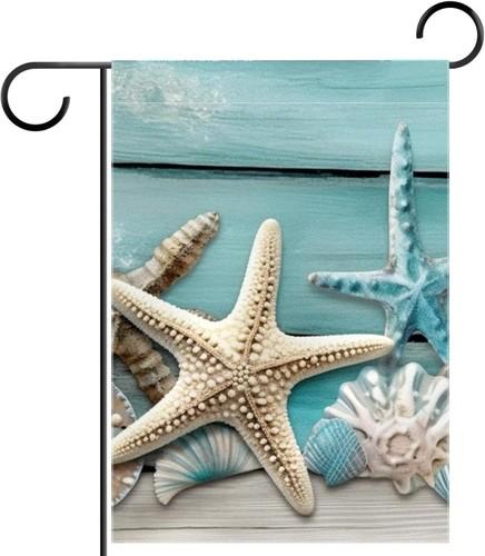 Starfishes Seashell Garden ag Vertical Double Sided Farmhouse Holiday, 12x18 XXQ
