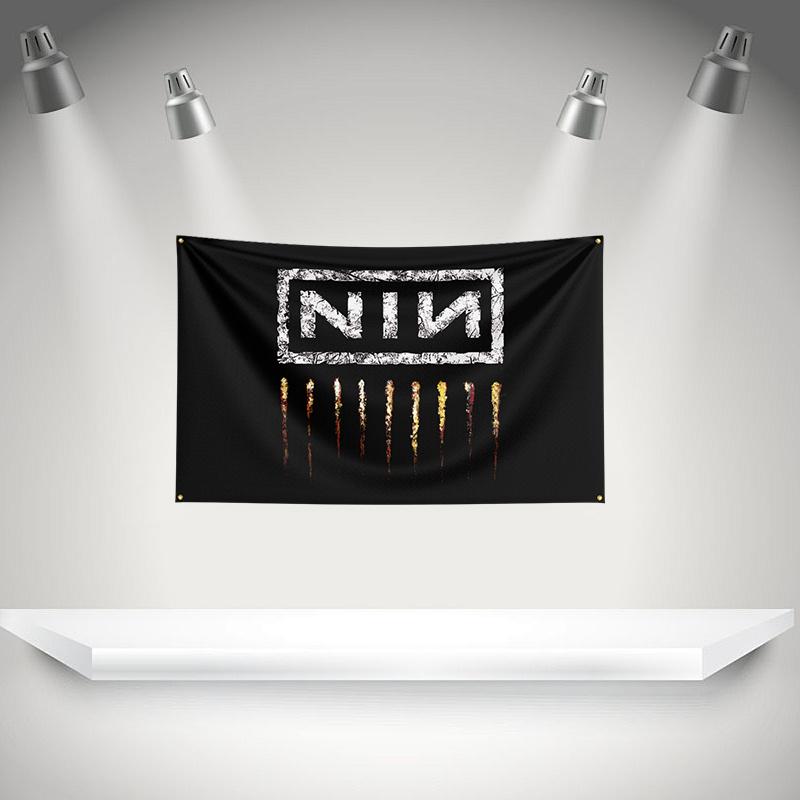 Флаг Nine Inch Nail N-NIN Баннер рок-музыкальной группы с люверсами HD-печать Гобелен Выставка Фанаты музыкальной группы Декор гаража