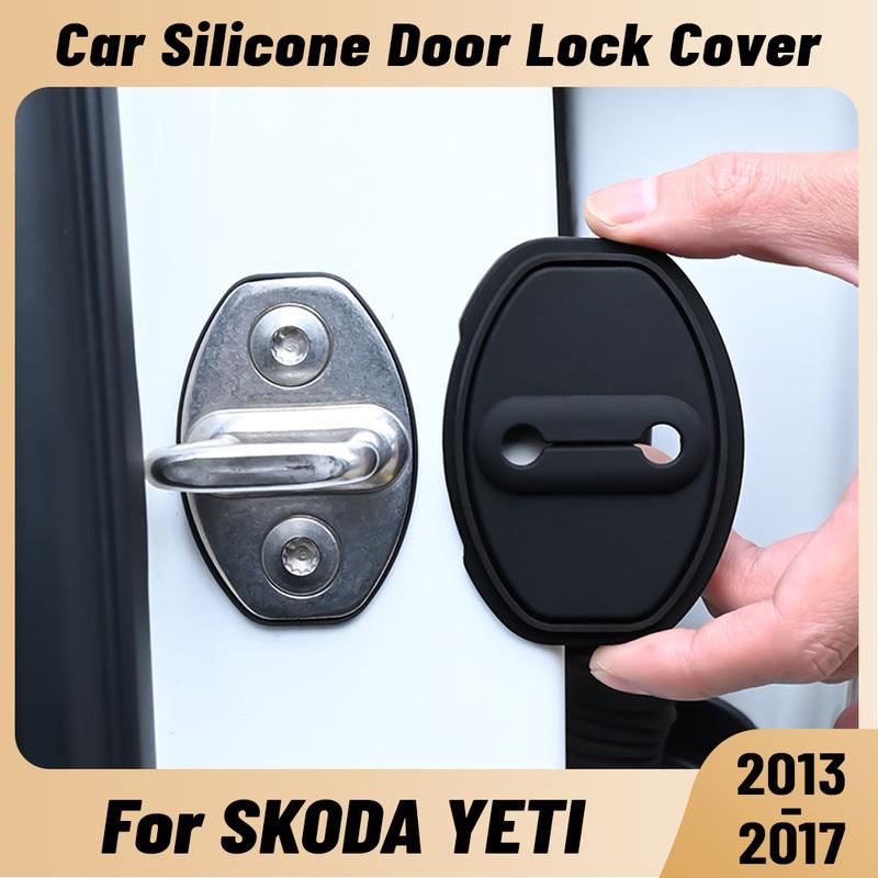 For SKODA YETI 2013-2017 Car Door Shock Absorber Door Lock Protector Silicone Auto Door Lock Latches Cover Accessories