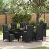 VidaXL 7-Piece Garden Dining Set Black Poly Rattan, Modern Outdoor Furniture, Seating Set, 3380124