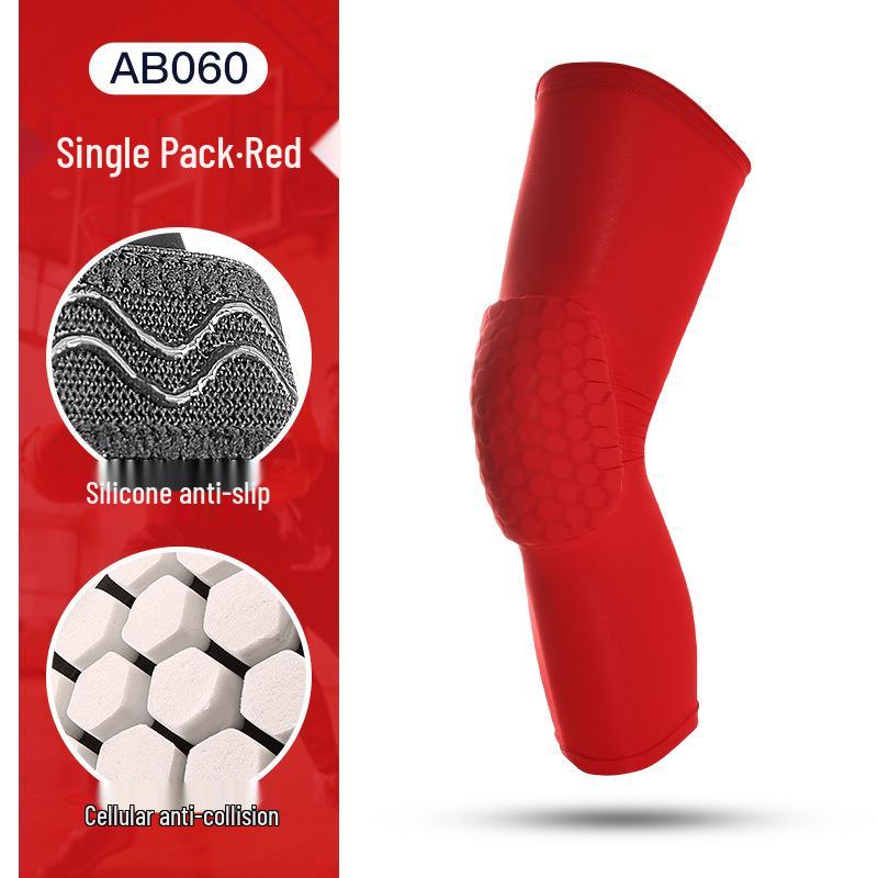 Honeycomb EVA Basketball Knee Pads with Silicone Anti-Slip, Shock Absorption, and Breathable Lycra.