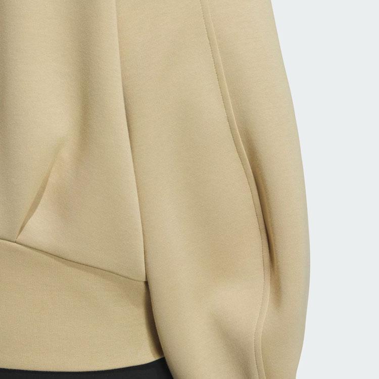 Adidas Spacer Full-Zip Hoodie Solid Color Sports Casual Loose Hooded Jacket Women Jacket Light-Khaki JJ3794