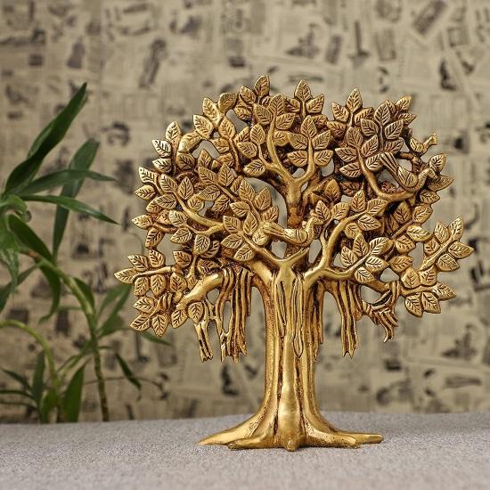 Pure Brass Kalpavriksha Trees of Life  Home Decor  Gift for Good Luck Vastu and Fengshui  Best In Living Room Table Decoration with  Polish