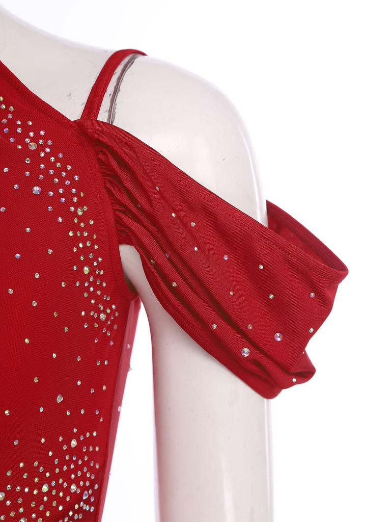 Женский комбинезон для латиноамериканских танцев и вечеринок S-XXL: Комбинезоны с вырезом на шее, открытыми плечами, без спинки, со стразами, многоярусной бахромой для Самбы, Румбы, Бальных танцев