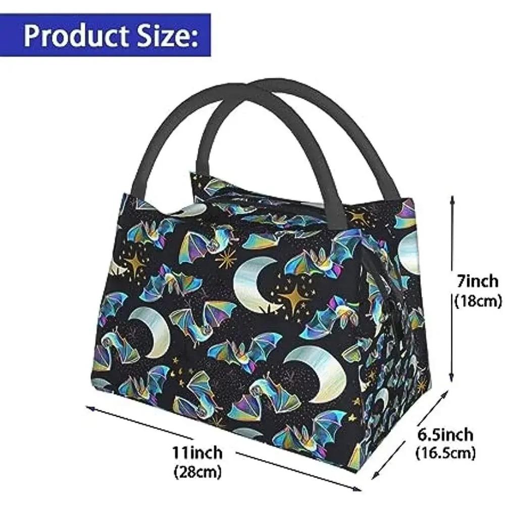 Goth Gothic Bats Lunch Box for Women Men Portable Lunch Bag Tote Bag Reusable Snack Bag for Work Picnic Camping One Size