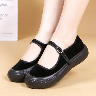 Летние новые старые пекинские тканевые туфли женские рабочие туфли гостиничная задняя кухня нескользящие тканевые туфли черные на платформе туфли для танцев для мамы