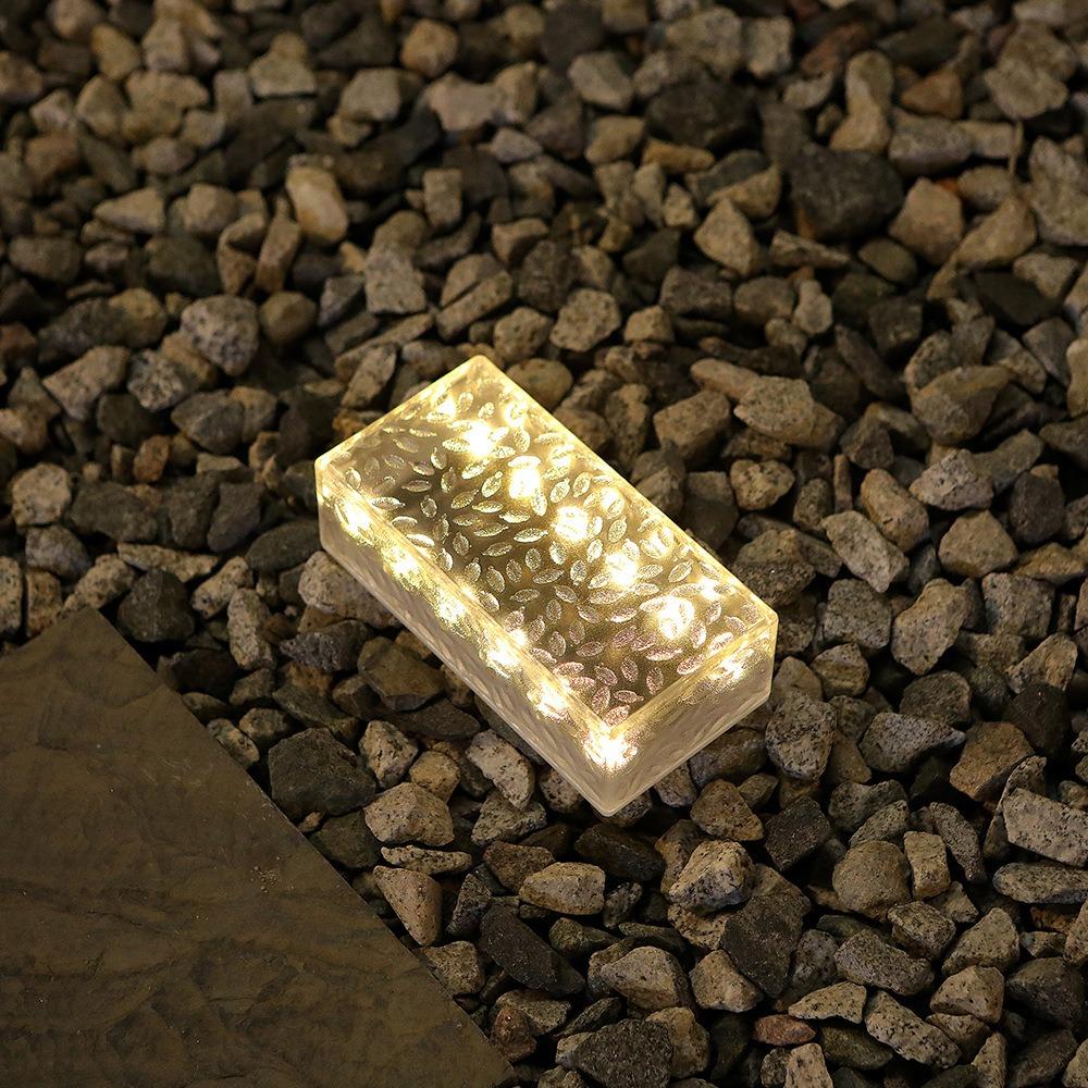 Белый/Теплый белый свет Кирпичные светильники в виде кубиков льда Солнечный ландшафтный светильник для дорожки Наружный