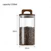Clear Glass Jar with Bamboo Lid Sealed Canister Food Storage Container for Loose Tea Coffee Bean Sugar Salt Kitchen Gadgets