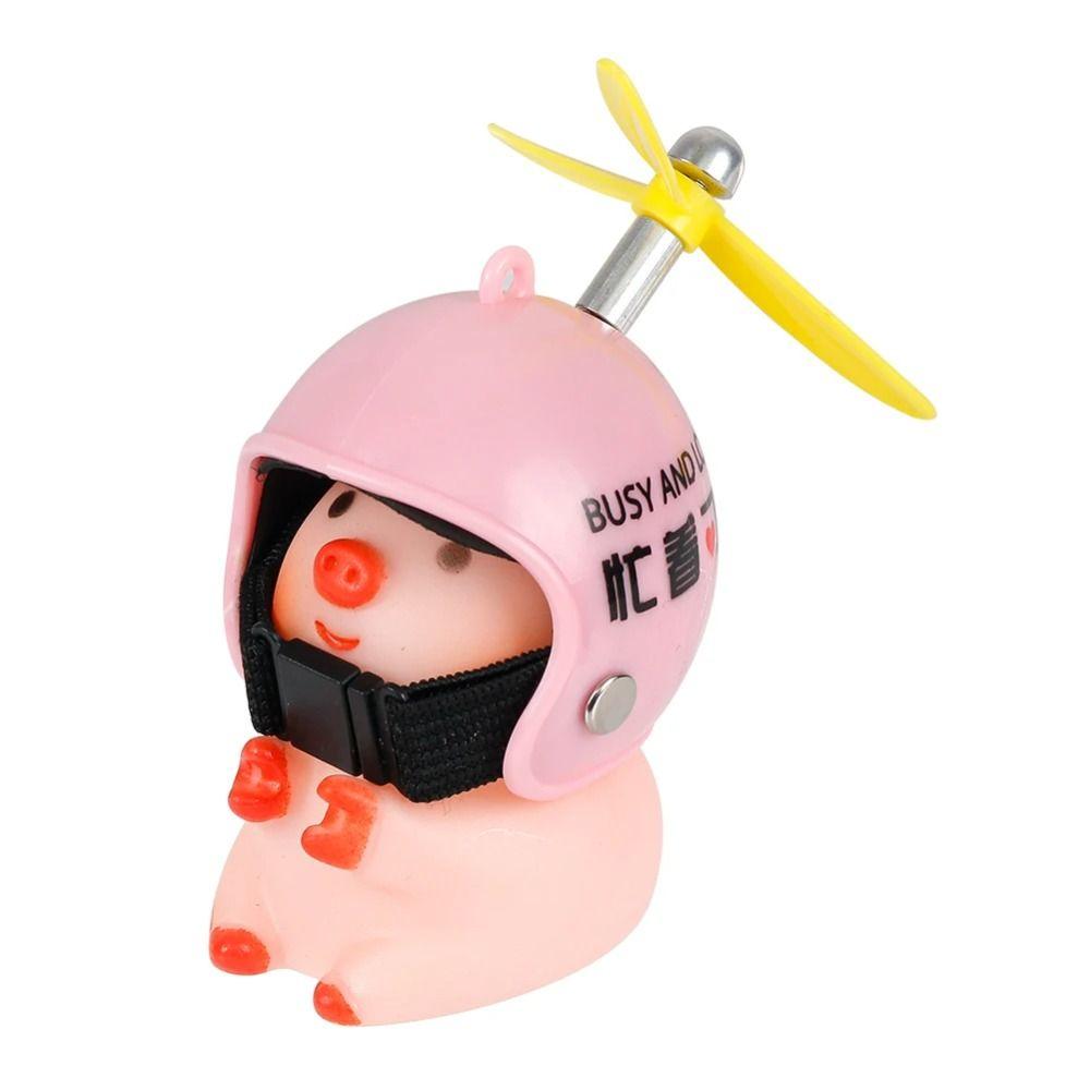 Propeller Little Pink Pig Ornaments Propeller Helmet Car Duck With Helmet  Motorcycle