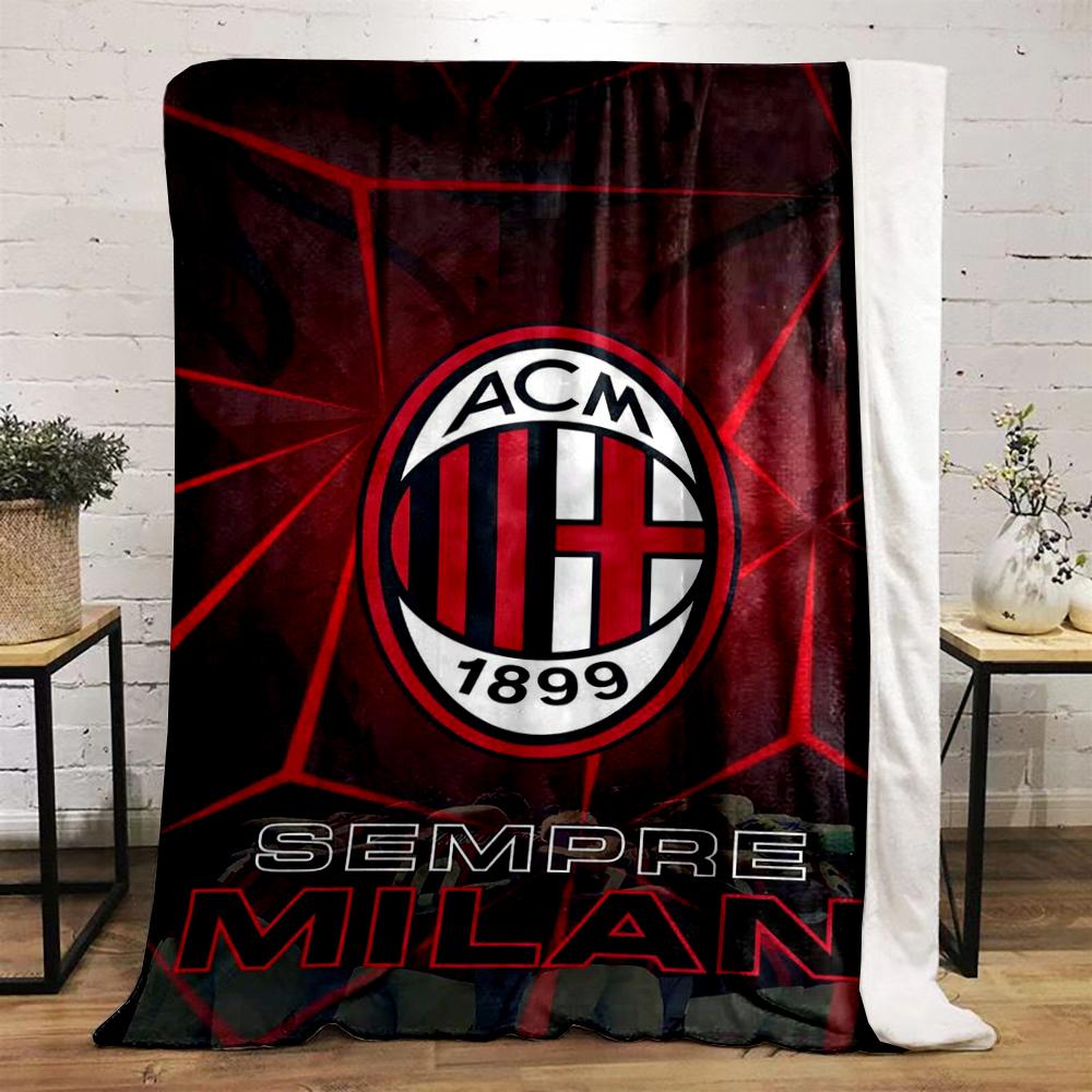 "AC Milan Logo Red Black Flannel blanket for bedroom, living room, sofa, and nap