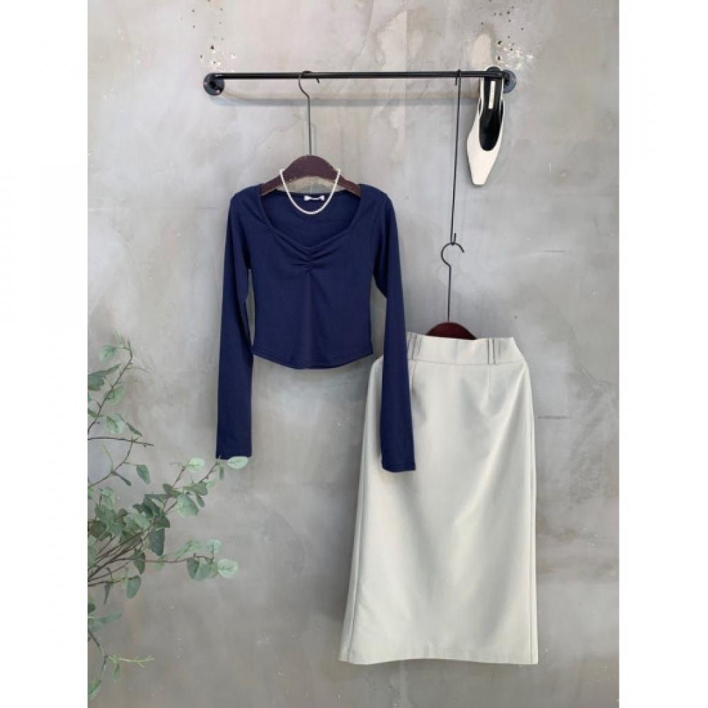 C S In The Room Women S Modal Shirred HearT neCk Handwarmer Long Sleeve T ShirT