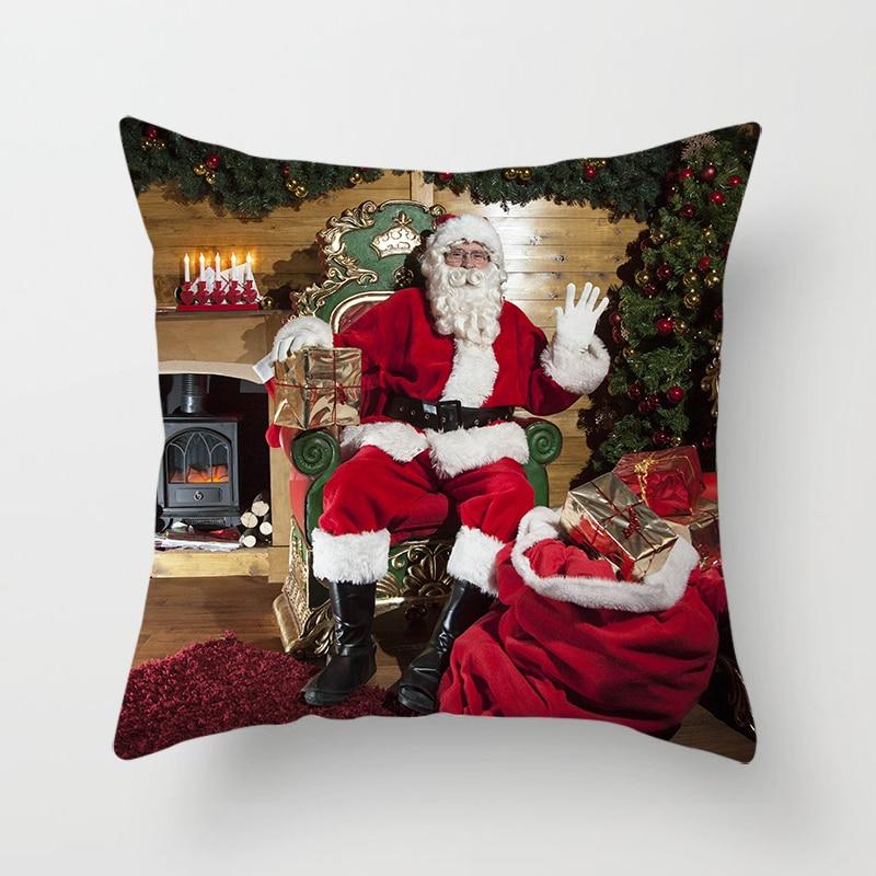 Рождественская наволочка, зимняя снежная сцена, наволочка с принтом Санта-Клауса, наволочка для гостиной, дивана, рождественское украшение для дома