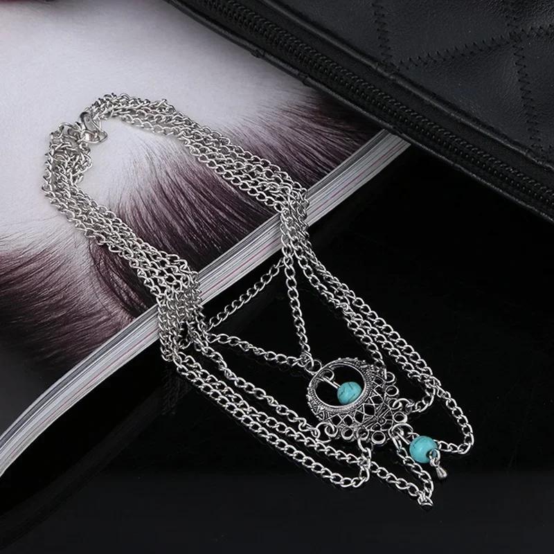 Шнурки на щиколотку Seaside Beach Винтажные ажурные бирюзовые цепочки на щиколотку с каплями воды Богемные цепочки на щиколотку с кисточками Геометрические