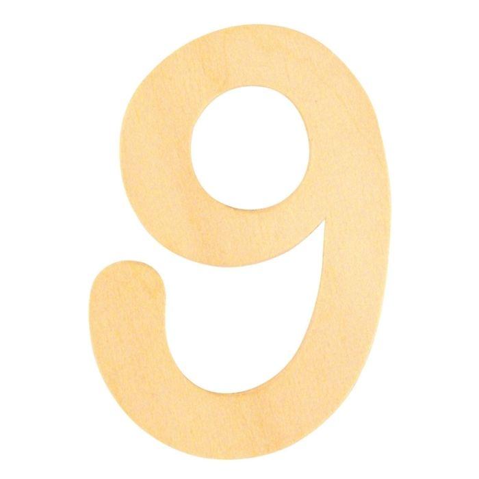 Chiffre en bois 6 cm Chiffre 9