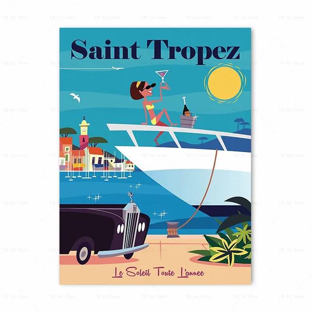 Франция Париж Прованс Амальфи Знаменитый Городской Пейзаж Принт Искусство Холст Постер Для Украшения Гостиной Домашняя Настенная Картина