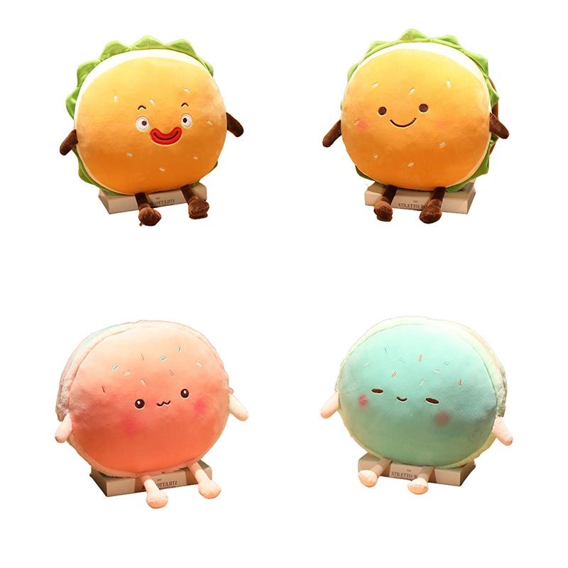 Cartoon Hamburger Plush Cushion With Short Plush Material For Home Decor And Comfort