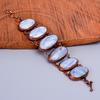 Oval Blue Kyanite Stone Copper Statement Anniversary Gift Electroformed Bracelet V-74