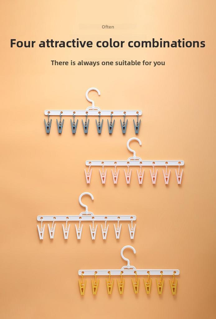 Plastic Clothes Hanger With Strong Notrace Clips For Pants Socks And Tie Storage